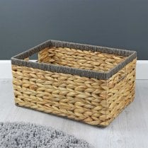 Keswick White Wash Corner Wicker Laundry Basket